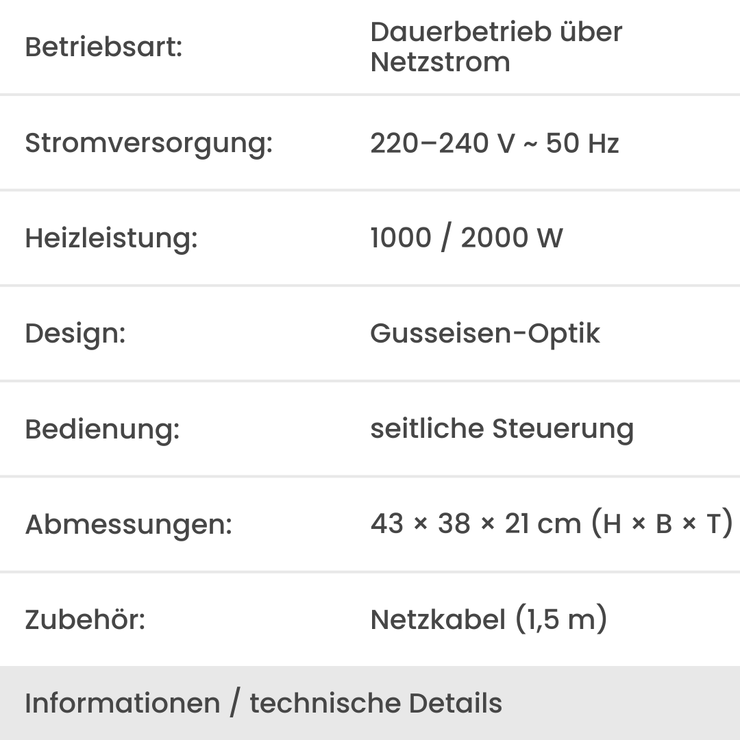 ARTLUMIO - Elektrischer Standkamin mit realistischer Flamme