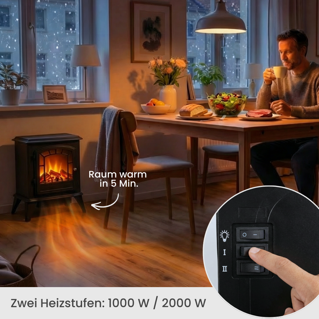 ARTLUMIO - Elektrischer Standkamin mit realistischer Flamme