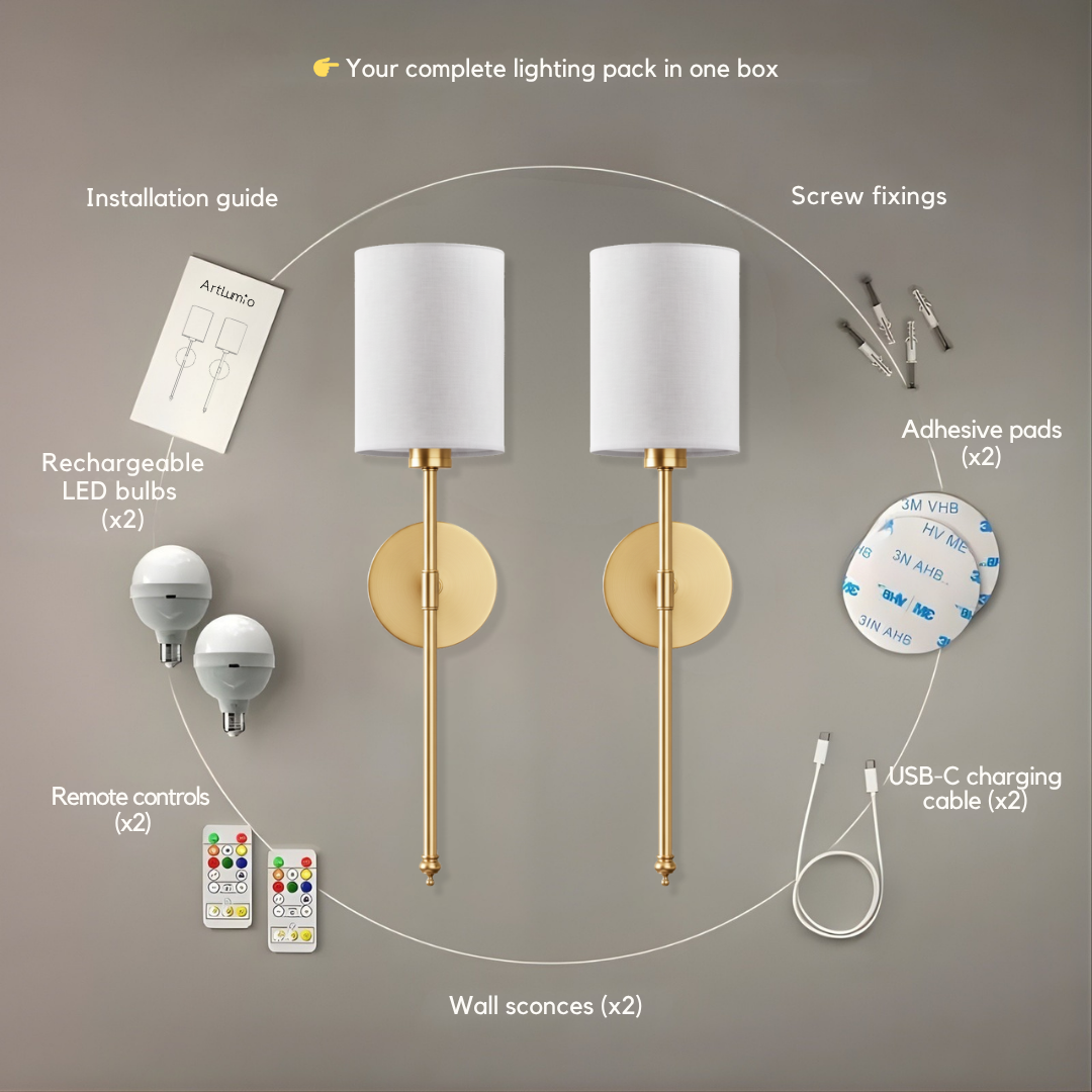 WIRELESS CYLINDRICAL WALL SCONCES (SET OF 2)