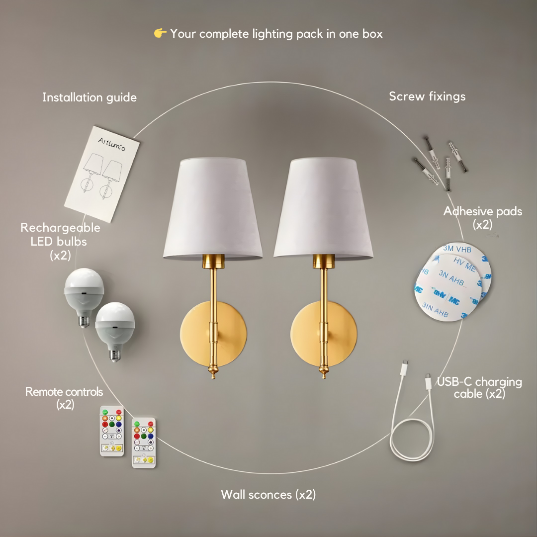 MODERN WIRELESS WALL SCONCE (SET OF 2)